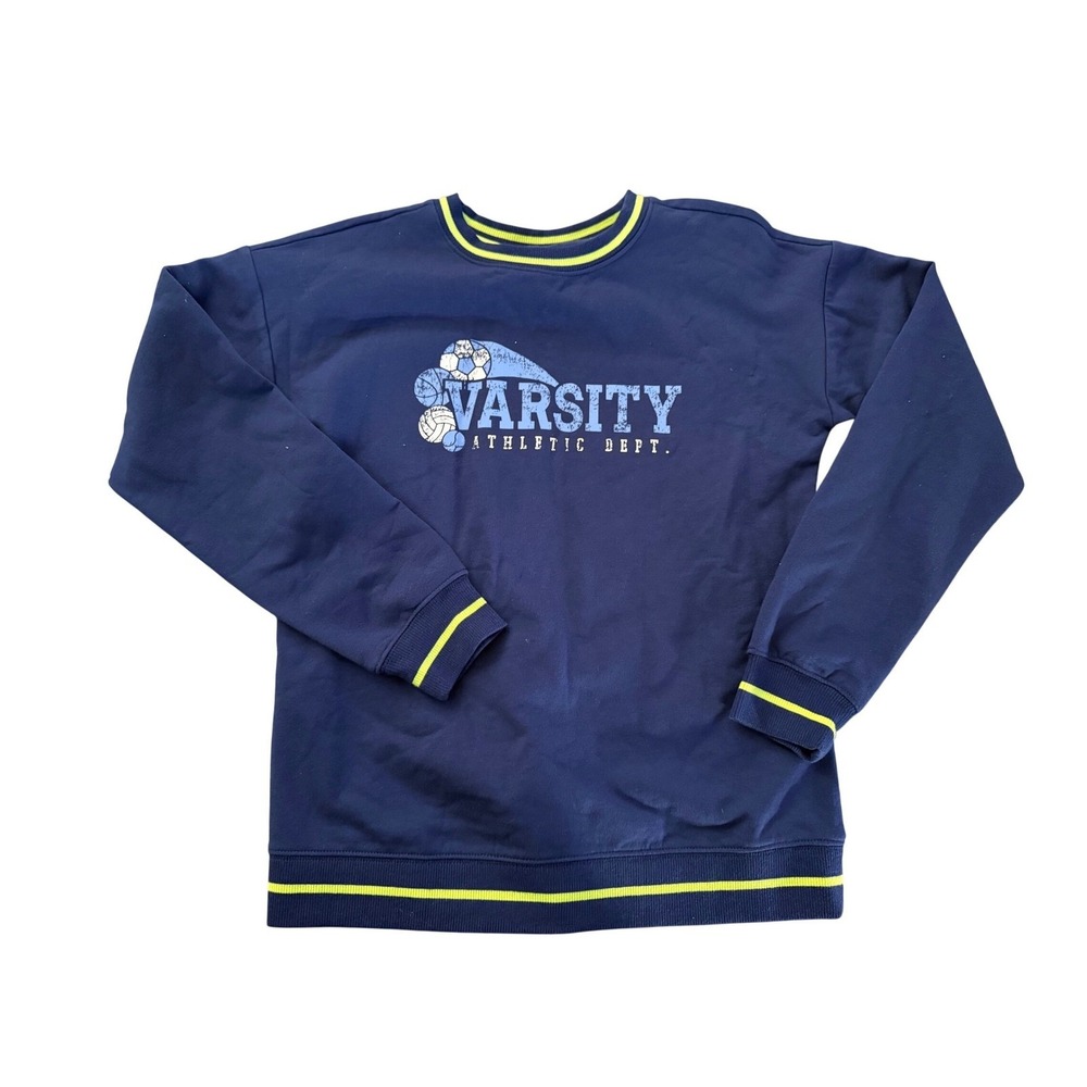 Ideology Navy Athletic Dept Varsity Sweatshirt Kids Large‎ L Neon Trim